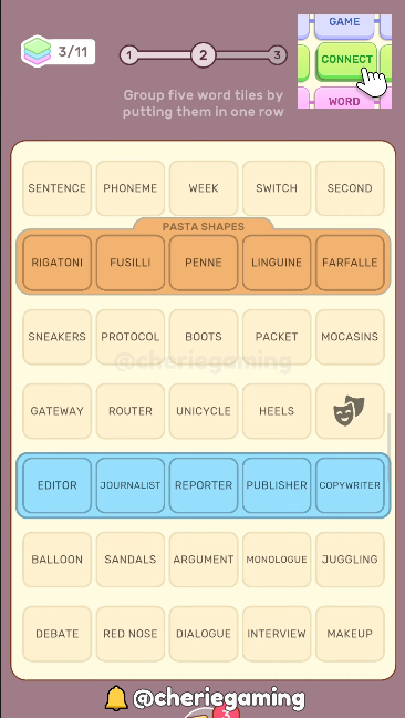 Wordle Connections-Connect Word Daily Challenge October 6 2025 - Second and third groups completed